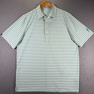 Criquet Golf Polo Shirt Mens L Green White Striped Short‎ Sleeve Golf Sport